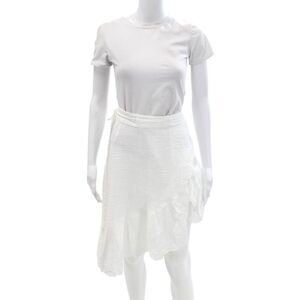 9seed Womens Side Tie Midi Gauze Wrap Skirt White Cotton Size Petite